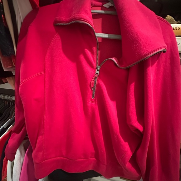 SPANX Tops - SPANX Red Quarter-Zip Sweatshirt